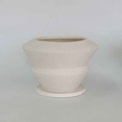 イオニアダブル21 受皿付 植木鉢 陶器 おしゃれ シンプル セラミック 陶器鉢 径21cm 高15cm 底穴あり