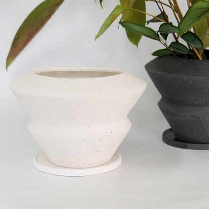 イオニアダブル21 受皿付 植木鉢 陶器 おしゃれ シンプル セラミック 陶器鉢 径21cm 高15cm 底穴あり