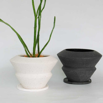 イオニアダブル21 受皿付 植木鉢 陶器 おしゃれ シンプル セラミック 陶器鉢 径21cm 高15cm 底穴あり