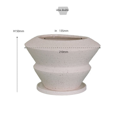 イオニアダブル21 受皿付 植木鉢 陶器 おしゃれ シンプル セラミック 陶器鉢 径21cm 高15cm 底穴あり