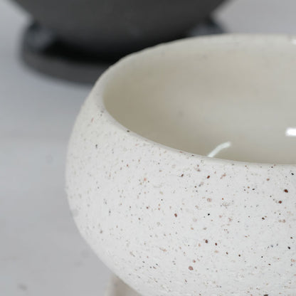 おしゃれ 陶器鉢 イオニアスクワットM 受皿付 ポット セラミック 釉薬 径11.5cm 高6.5cm 底穴あり