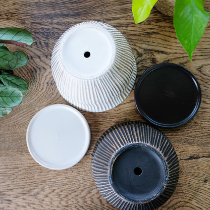 植木鉢 マルグリット15 受皿付 ポット セラミック 釉薬 径16cm 高12cm 底穴あり