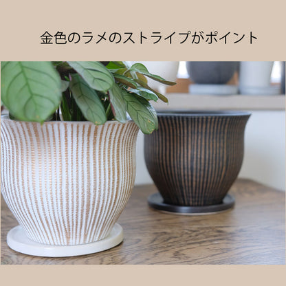 植木鉢 マルグリット15 受皿付 ポット セラミック 釉薬 径16cm 高12cm 底穴あり