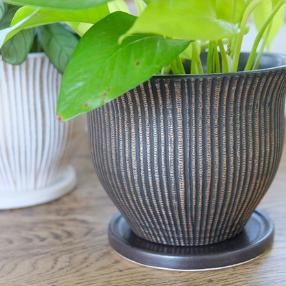 植木鉢 マルグリット15 受皿付 ポット セラミック 釉薬 径16cm 高12cm 底穴あり