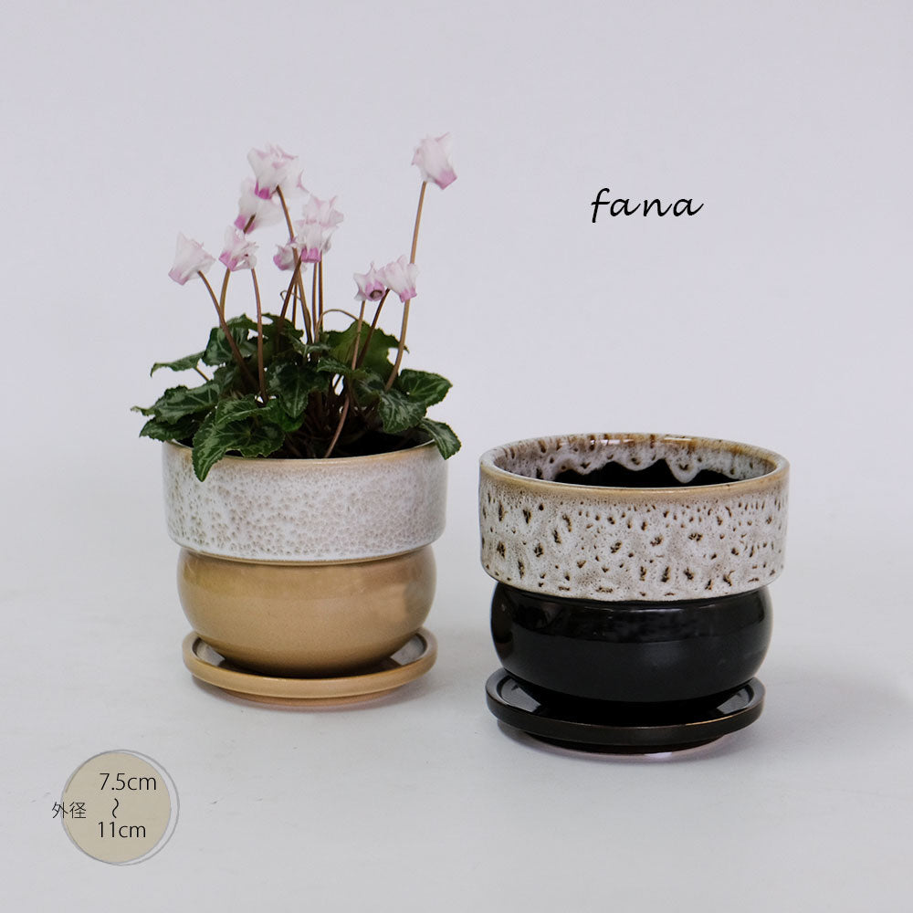 植木鉢  陶器鉢 おしゃれ ファナS/SS 受皿付 薄緑 ベージュ 赤茶 アニマル柄