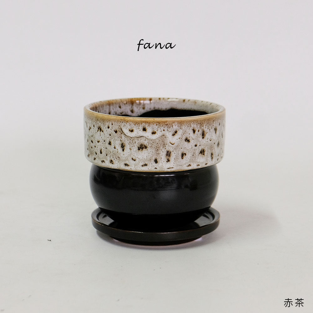 植木鉢  陶器鉢 おしゃれ ファナS/SS 受皿付 薄緑 ベージュ 赤茶 アニマル柄