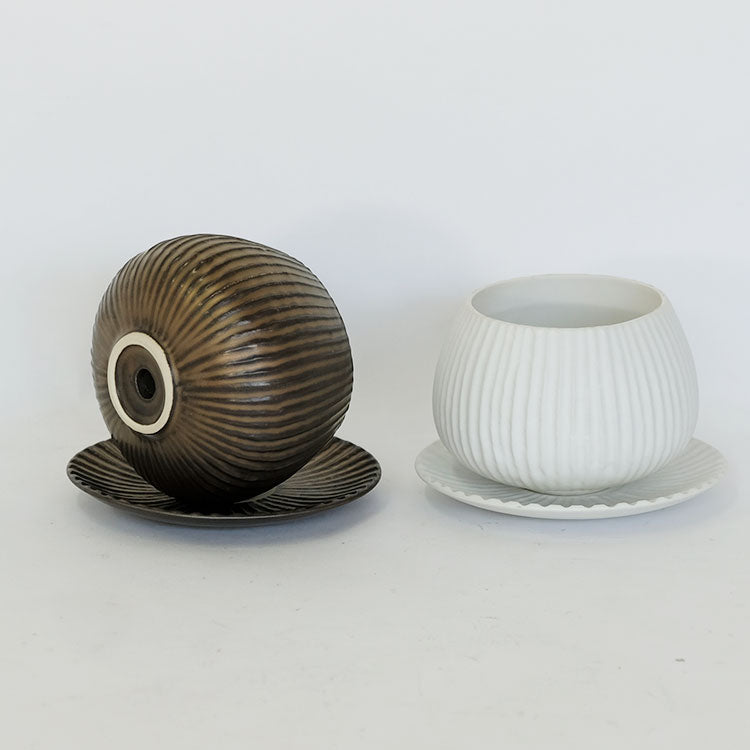 植木鉢 おしゃれ 陶器鉢 ラピスボウル10 受皿付 セラミック 釉薬 径10.5cm 高7.5cm 底穴あり