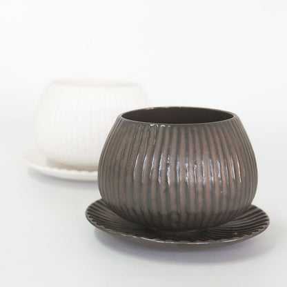 植木鉢 おしゃれ 陶器鉢 ラピスボウル10 受皿付 セラミック 釉薬 径10.5cm 高7.5cm 底穴あり