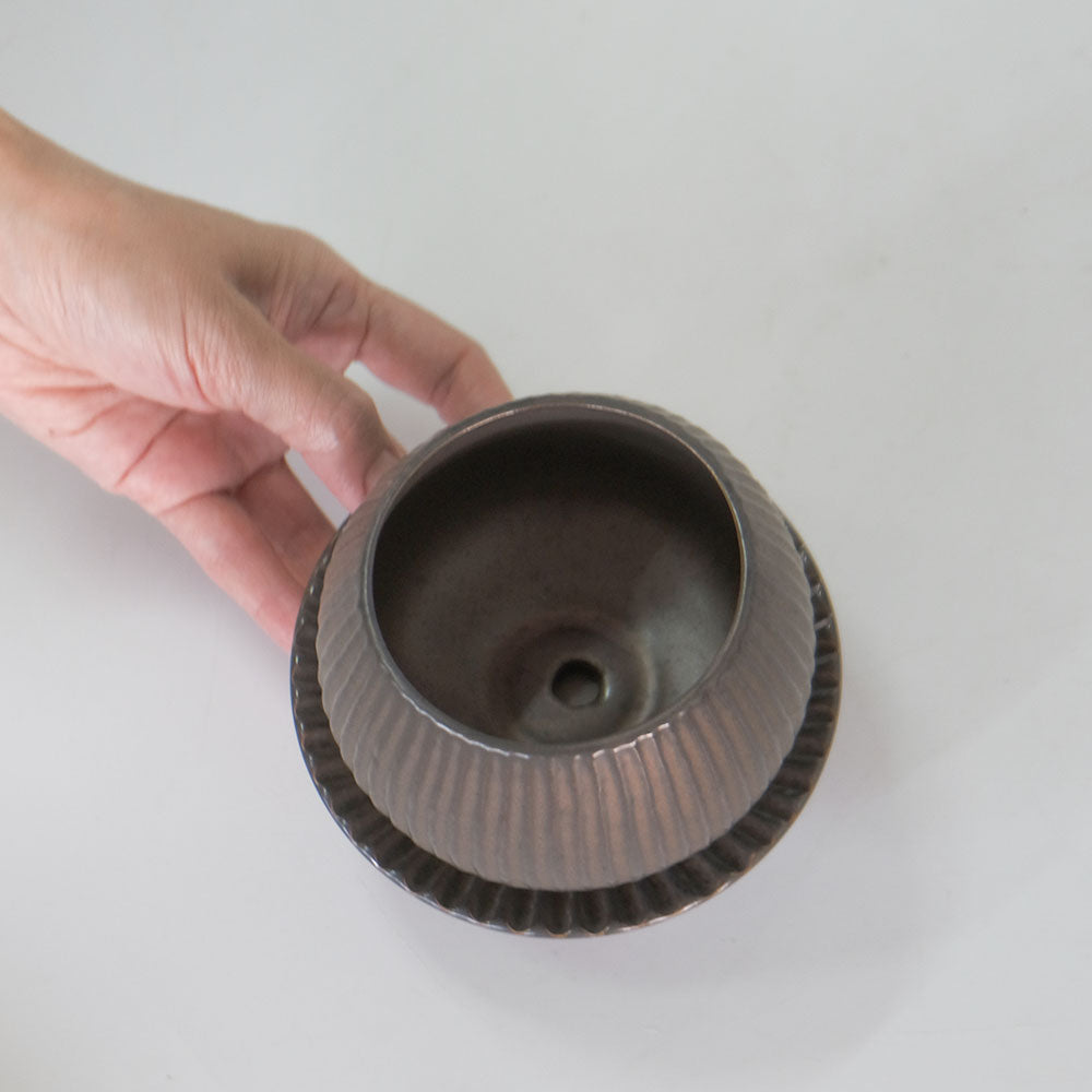 植木鉢 おしゃれ 陶器鉢 ラピスボウル10 受皿付 セラミック 釉薬 径10.5cm 高7.5cm 底穴あり