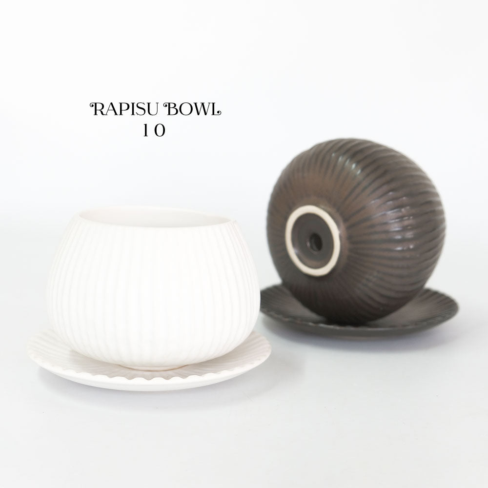 植木鉢 おしゃれ 陶器鉢 ラピスボウル10 受皿付 セラミック 釉薬 径10.5cm 高7.5cm 底穴あり