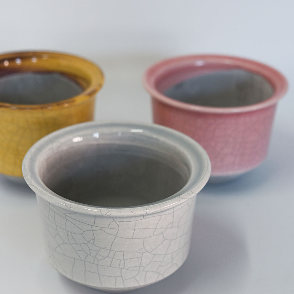 植木鉢 陶器 ずいうん ひらき 十ニ 瑞雲 花器 和鉢 貫入り おしゃれ 盆栽 径13.5cm 高10.5cm 底穴あり
