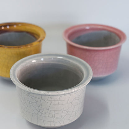 植木鉢 陶器 ずいうん ひらき 十ニ 瑞雲 花器 和鉢 貫入り おしゃれ 盆栽 径13.5cm 高10.5cm 底穴あり