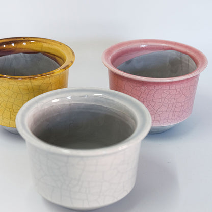 植木鉢 陶器 ずいうん ひらき 十ニ 瑞雲 花器 和鉢 貫入り おしゃれ 盆栽 径13.5cm 高10.5cm 底穴あり
