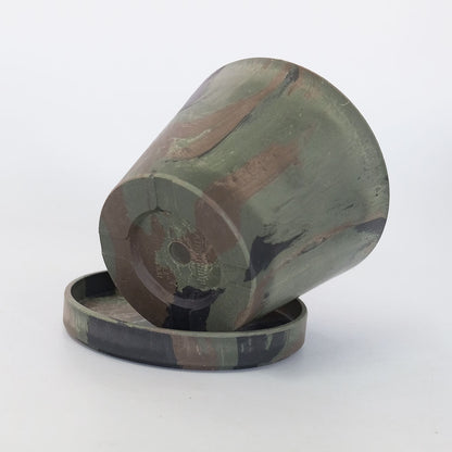 プラ鉢  カモフラージュポット 12 受皿付 径12cm 高さ10cm black plastic pot 4号 アガベ コーデックス サボテン