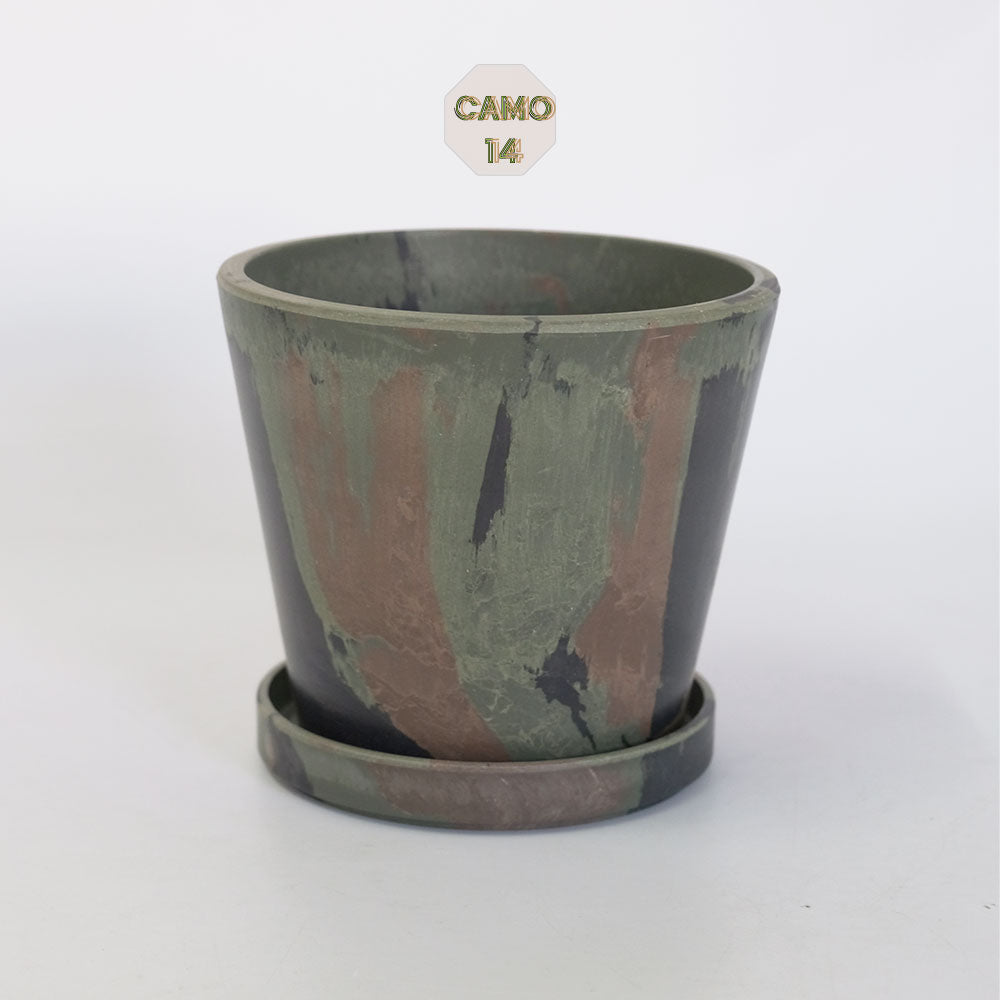 プラ鉢  カモフラージュポット 14 受皿付 迷彩柄 CAMO 径14cm 高さ12cm コーデックス アガベ