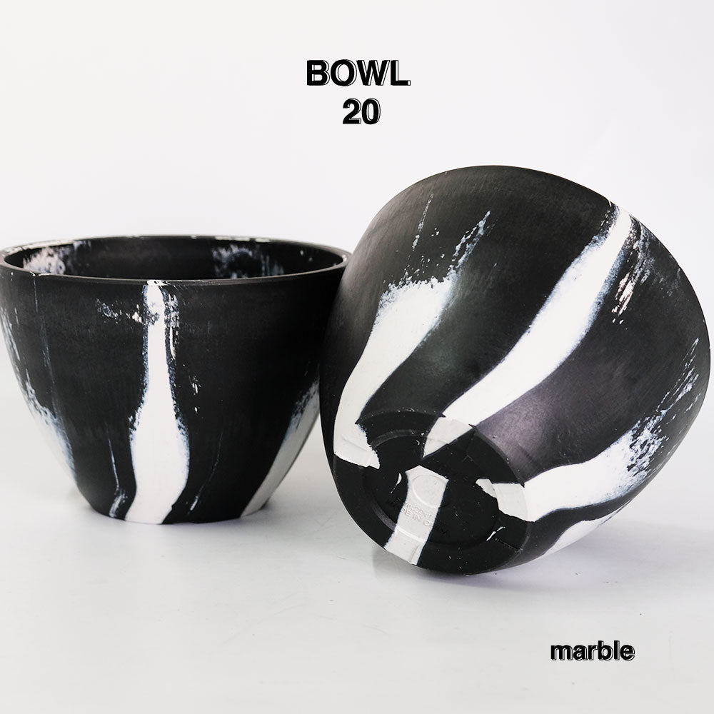 黒プラ鉢  ブラックポット bowl 20 マーブル 塊根植物 多肉 黒プラスチック鉢 ヘルメット コーデックス 径20cm 高さ14cm 黒白