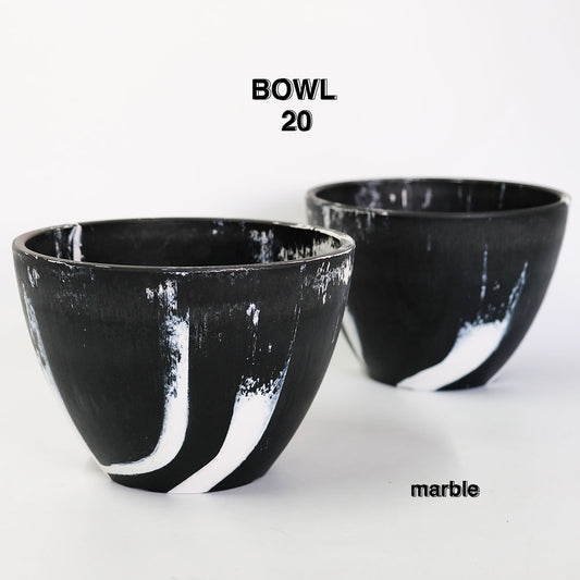 黒プラ鉢  ブラックポット bowl 20 マーブル 塊根植物 多肉 黒プラスチック鉢 ヘルメット コーデックス 径20cm 高さ14cm 黒白