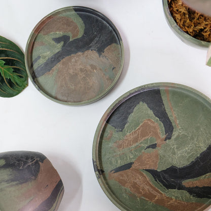 植木鉢用 プラスチック 受皿16cm カモフラージュ柄 樹脂製 ブラックポット用 迷彩柄 CAMO