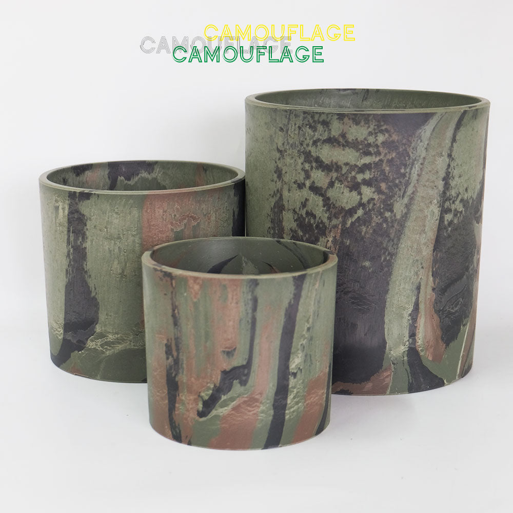 迷彩シリンダーポット23 プラ鉢 CAMOサボテン 頑丈 おしゃれ 塊根植物 多肉 コーデックス 径23cm 高さ26cm プラスチック鉢