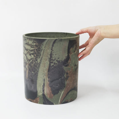迷彩シリンダーポット23 プラ鉢 CAMOサボテン 頑丈 おしゃれ 塊根植物 多肉 コーデックス 径23cm 高さ26cm プラスチック鉢