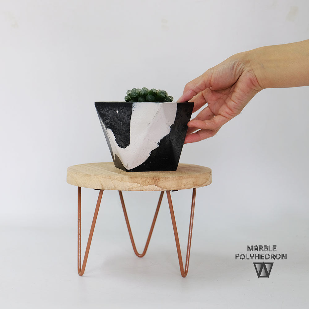 植木鉢 プラ鉢 おしゃれ 軽い プラポット ポリへドロンマーブル 10cm 10cm 高さ9cm 多肉植物 プラスチック ビザールプランツ コーデックス 黒白 頑丈