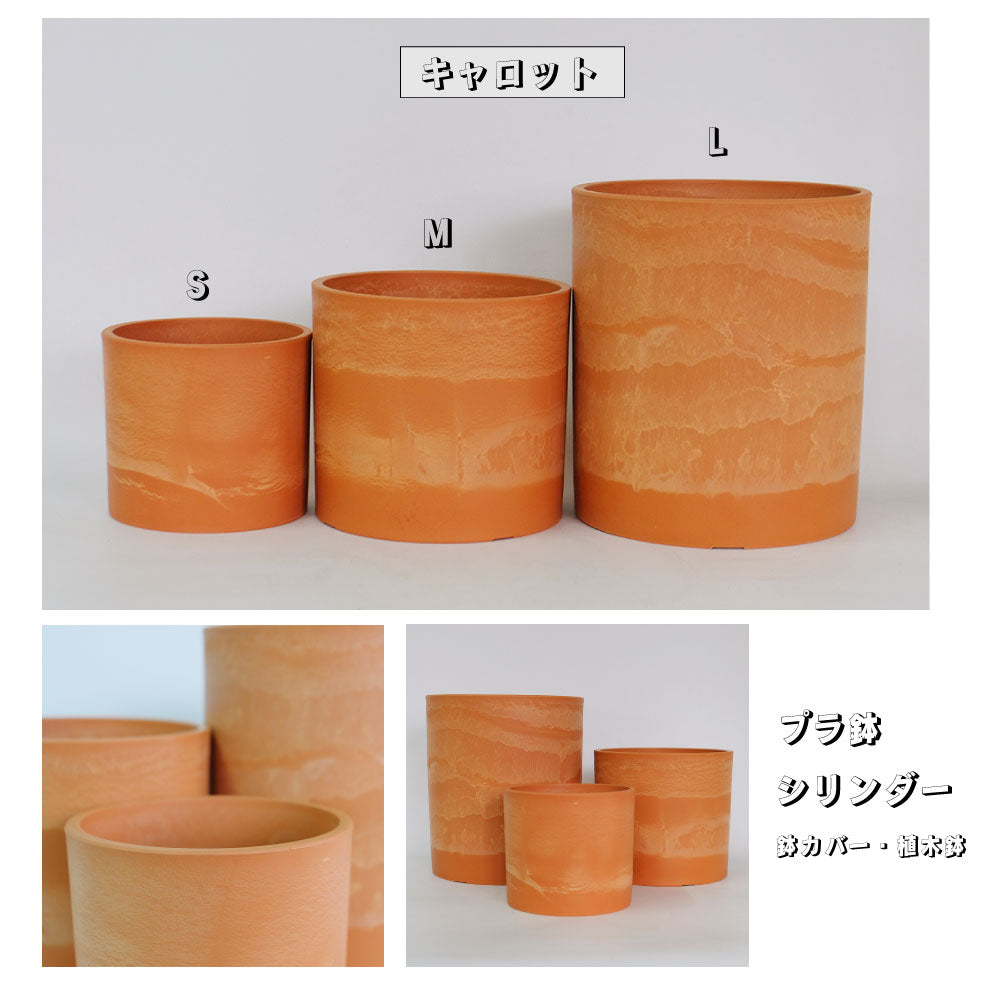 プラ鉢 シリンダーポット16-23 キャロット・カフェオレ プラスチック鉢 サボテン 頑丈 おしゃれ 塊根植物 多肉 コーデックス