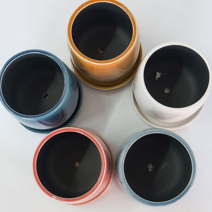 植木鉢 Plaisir 13 陶器鉢 おしゃれ バイカラー ツヤ 光沢 径14cm 高12cm 底穴あり