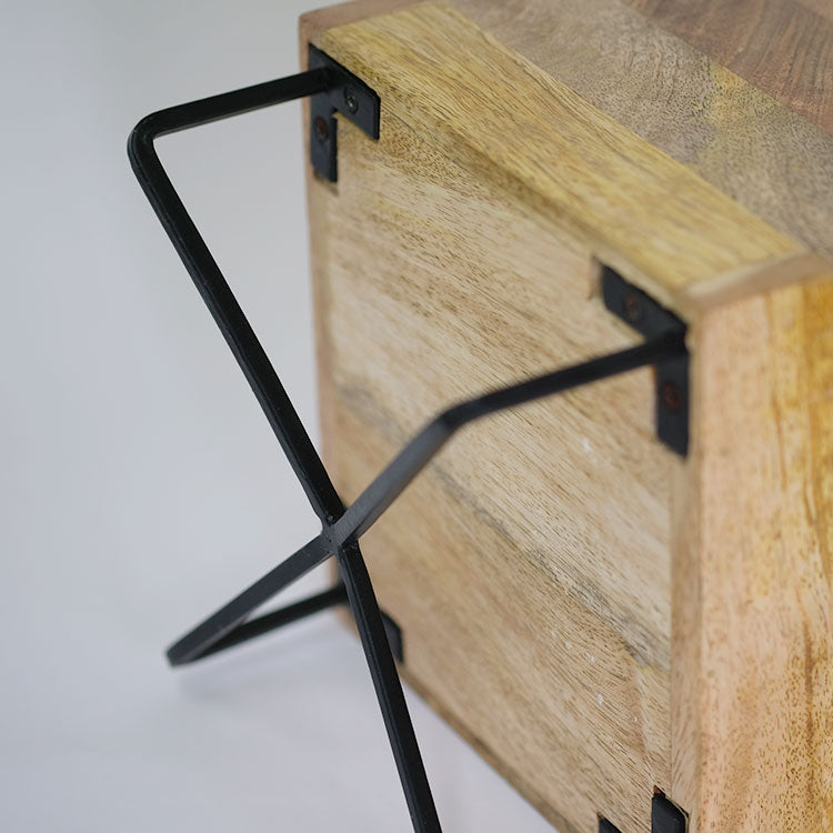 cube stand pot combi おしゃれ 鉢カバー 幅17/17cm 高23cm 木製 アイアン ポットスタンド