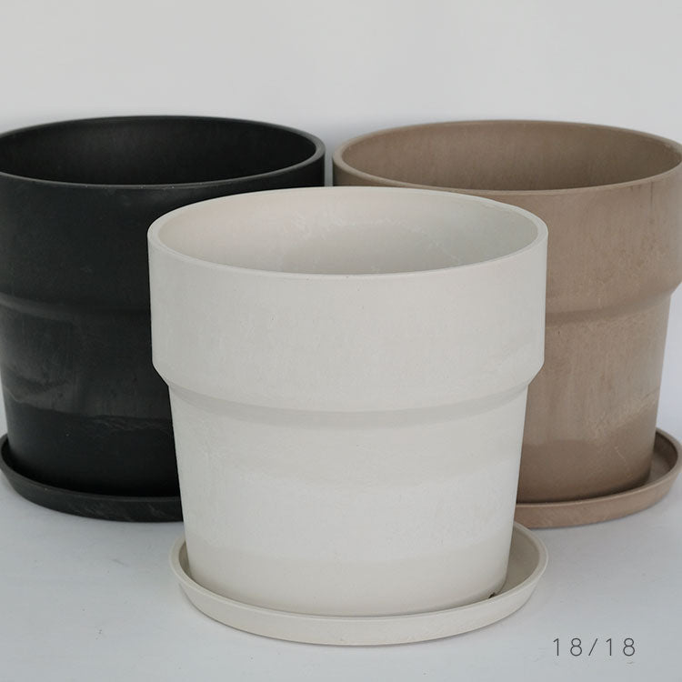 植木鉢 おしゃれ 軽い プラ鉢 ソリッド18受皿付 プラスチックカラフル 6号鉢 プランター 底穴あり径19.5cm 高さ18cm