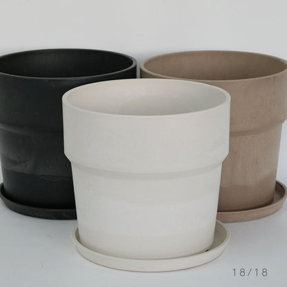 植木鉢 おしゃれ 軽い プラ鉢 ソリッド18受皿付 プラスチックカラフル 6号鉢 プランター 底穴あり径19.5cm 高さ18cm
