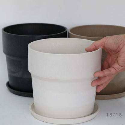 植木鉢 おしゃれ 軽い プラ鉢 ソリッド18受皿付 プラスチックカラフル 6号鉢 プランター 底穴あり径19.5cm 高さ18cm