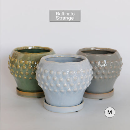陶器鉢 Raffinato Stange 【S径8cm 高7cm/L径13.5cm 高11cm】 受皿付 底穴あり セラミック鉢 トロンコ tronco