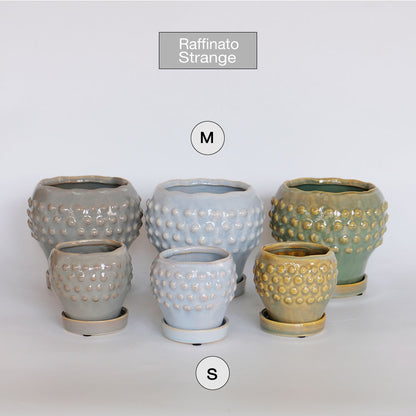 陶器鉢 Raffinato Stange 【S径8cm 高7cm/L径13.5cm 高11cm】 受皿付 底穴あり セラミック鉢 トロンコ tronco