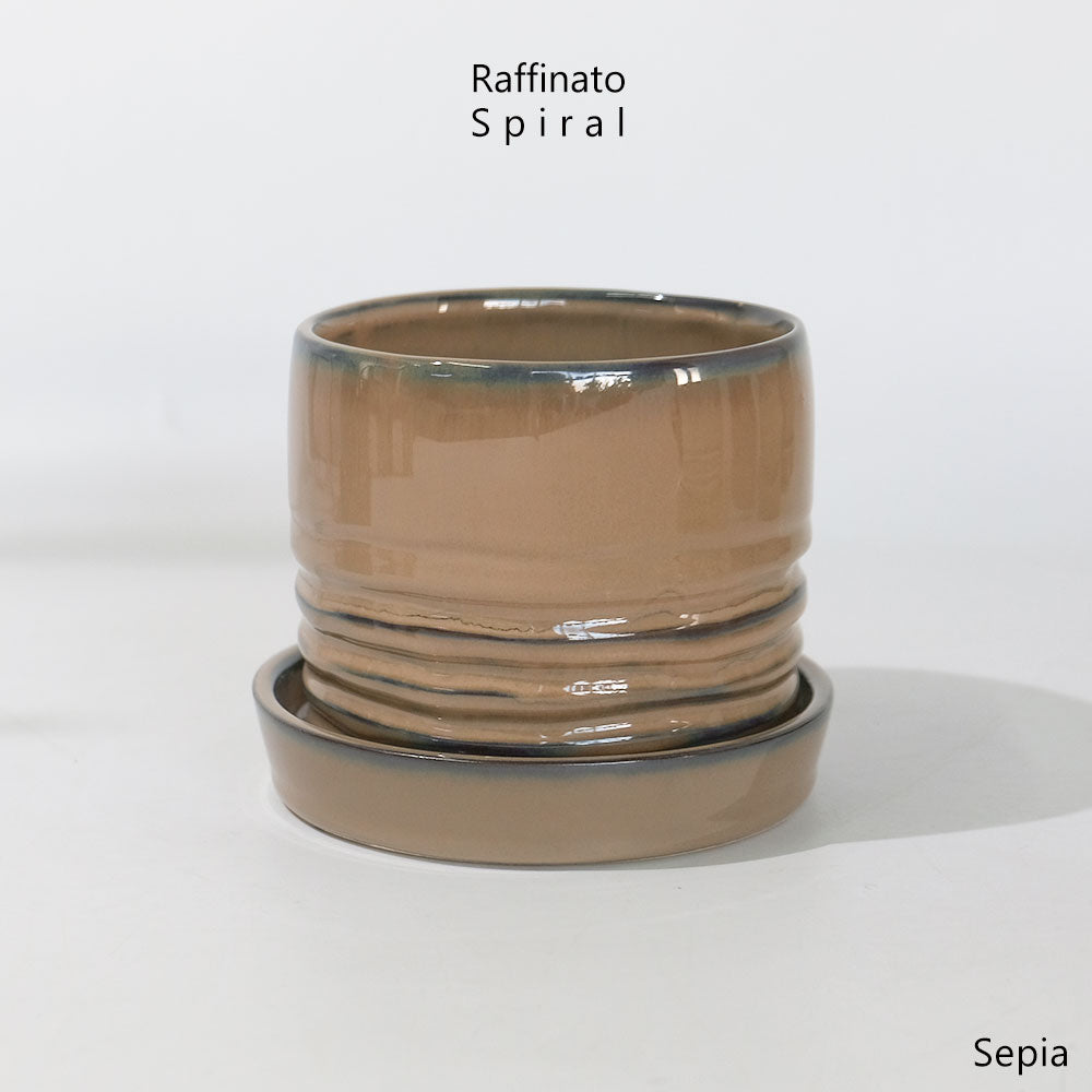 陶器鉢おしゃれ Raffinato Spiral pot  底穴あり セラミック鉢 径12.5cm 高10.5cm