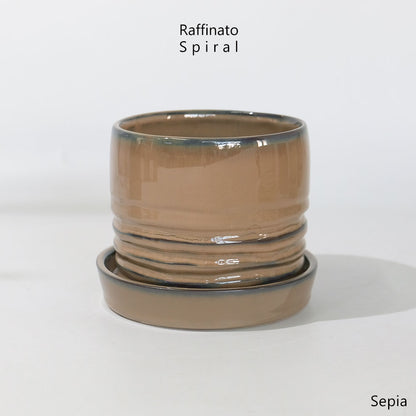 陶器鉢おしゃれ Raffinato Spiral pot  底穴あり セラミック鉢 径12.5cm 高10.5cm