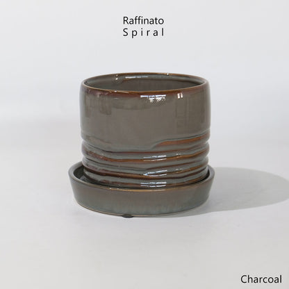 陶器鉢おしゃれ Raffinato Spiral pot  底穴あり セラミック鉢 径12.5cm 高10.5cm