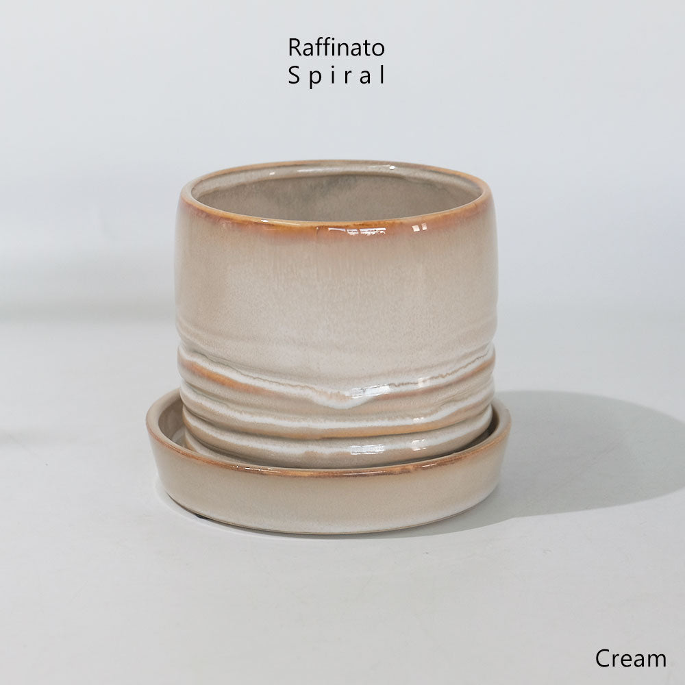 陶器鉢おしゃれ Raffinato Spiral pot  底穴あり セラミック鉢 径12.5cm 高10.5cm