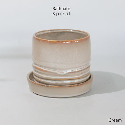 陶器鉢おしゃれ Raffinato Spiral pot  底穴あり セラミック鉢 径12.5cm 高10.5cm