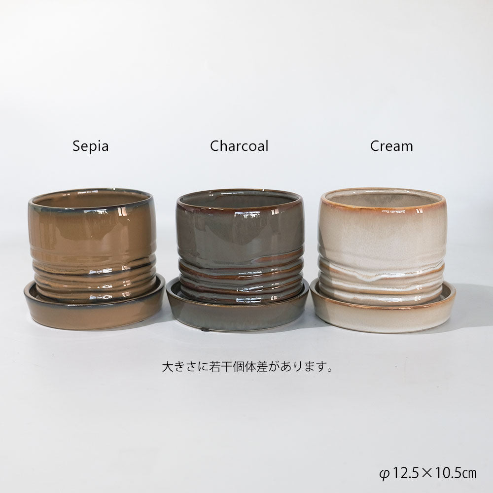 陶器鉢おしゃれ Raffinato Spiral pot  底穴あり セラミック鉢 径12.5cm 高10.5cm