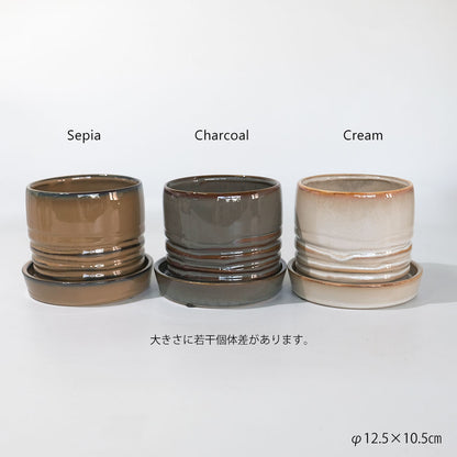 陶器鉢おしゃれ Raffinato Spiral pot  底穴あり セラミック鉢 径12.5cm 高10.5cm
