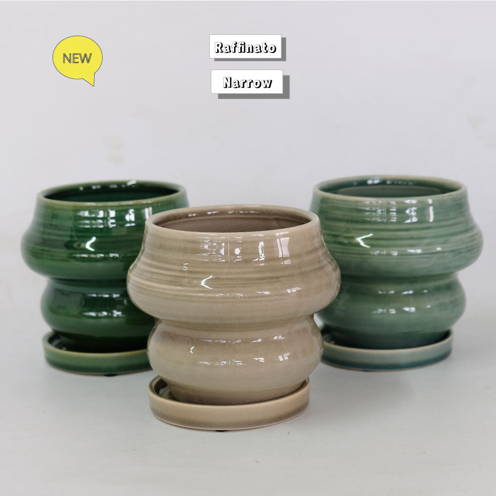 植木鉢おしゃれ rafinato Narrow 12 受皿付 径12cm 高11cm 底穴あり