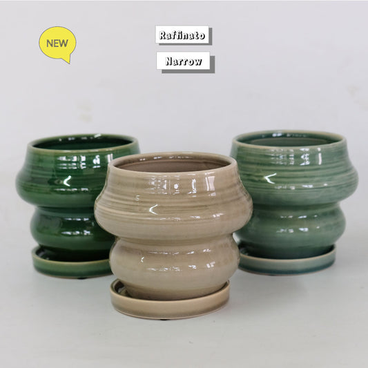 植木鉢おしゃれ rafinato Narrow 12 受皿付 径12cm 高11cm 底穴あり