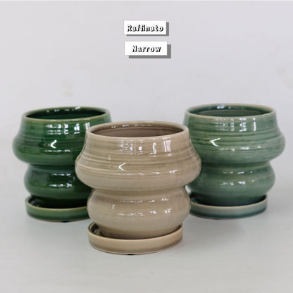 植木鉢おしゃれ rafinato Narrow 12 受皿付 径12cm 高11cm 底穴あり