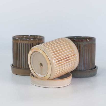 陶器鉢 おしゃれ Raffinato Streak pot  底穴あり セラミック鉢 径10.5cm 高10.5cm