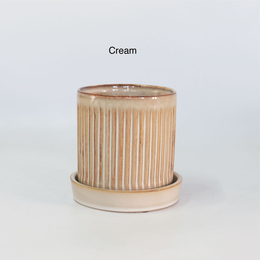 陶器鉢 おしゃれ Raffinato Streak pot  底穴あり セラミック鉢 径10.5cm 高10.5cm