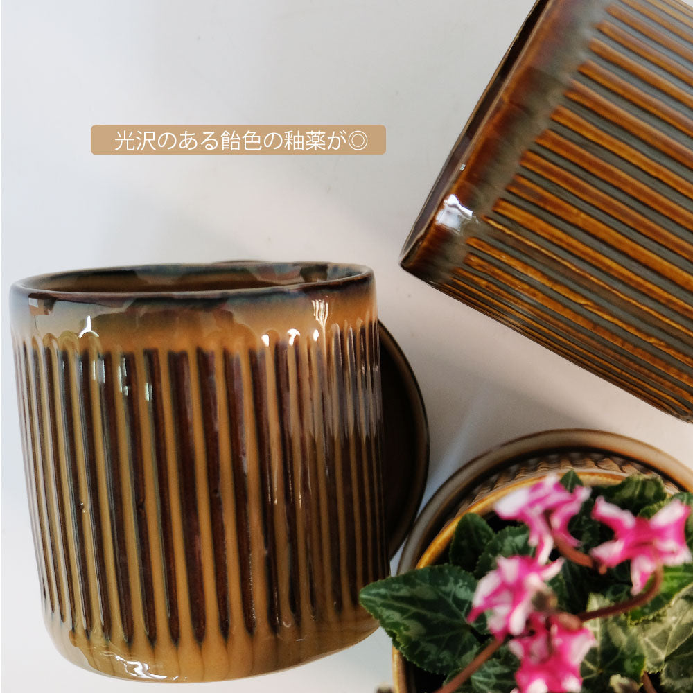 陶器鉢 おしゃれ Raffinato Streak pot  底穴あり セラミック鉢 径10.5cm 高10.5cm