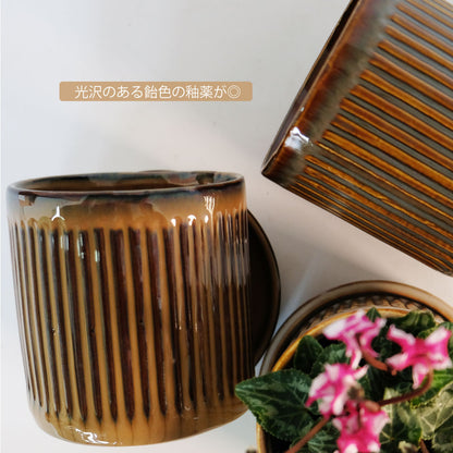 陶器鉢 おしゃれ Raffinato Streak pot  底穴あり セラミック鉢 径10.5cm 高10.5cm