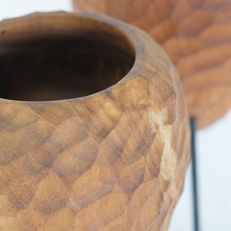 3lgs teak pot チークポット stem おしゃれ 鉢カバー 木製 アイアン
