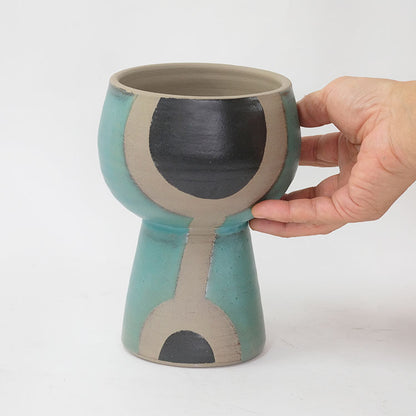 abstract blue pot 黒ポリポット用 プリミティブ テラコッタ かわいい stem