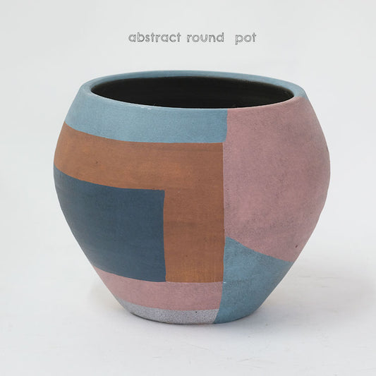 abstract round pot 懸崖4号鉢用 プリミティブ テラコッタ かわいい stem